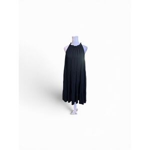 Torrid Mini Crinkle Gauze Ruffle Neck Tiered Dress Deep Black 1X 14-16